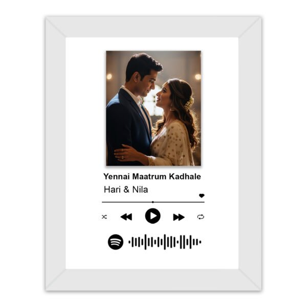 Pic 'n' Pair Personalized Spotify Wall Photo Frame | Custom Song & Photo Gift | 6×8 White Frame