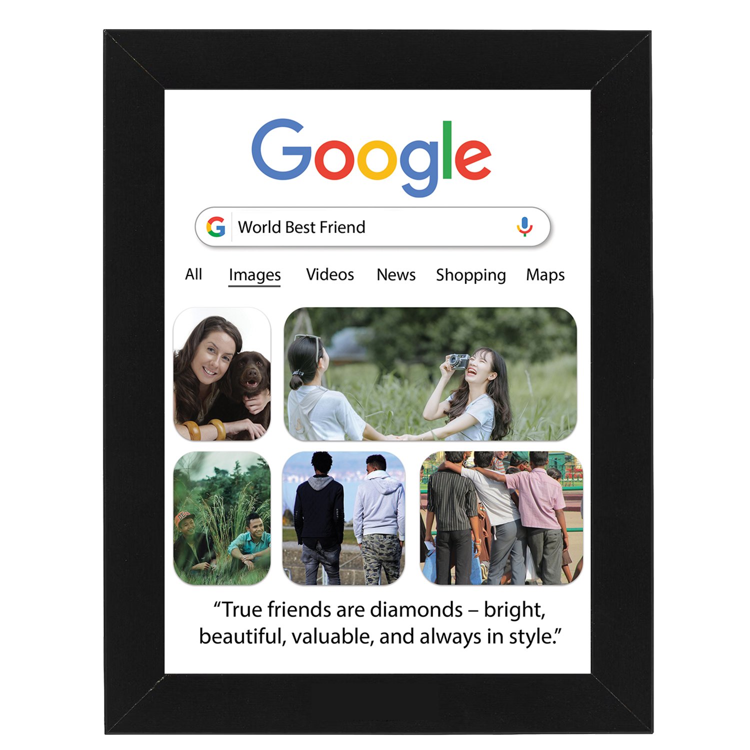 Personalized Google Photo Frame | Custom Gift for Friend, Anniversary & Birthday 6x8 Size