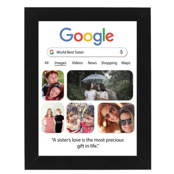 Personalized Google Photo Frame | Custom Gift for Sister, Anniversary & Birthday 6x8 Size